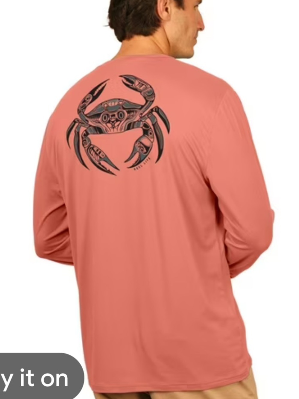 Reel Life Men's Long-Sleeve Coral Swim Rash Guard new no tags